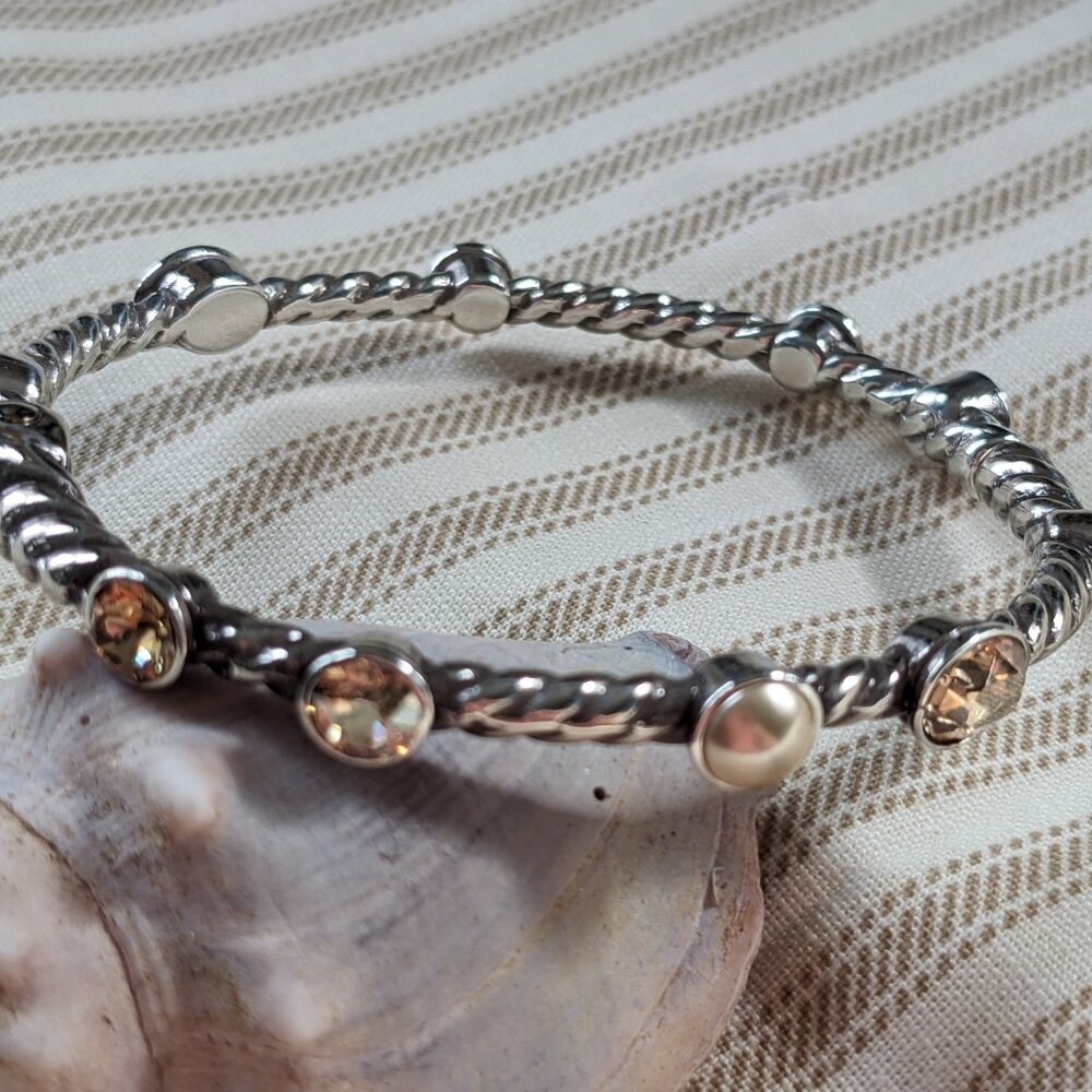 Brighton Pearl and Citrine Hinged Magnetic closure Bangle